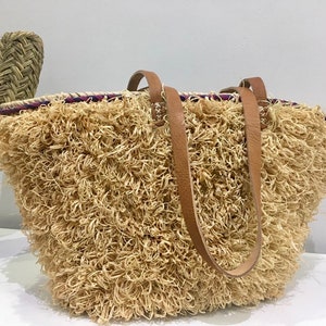 unique design straw beach bag | Boho Large tote bag | Bridesmaid beach bag with Leather straps entirely handmade | rattan bag