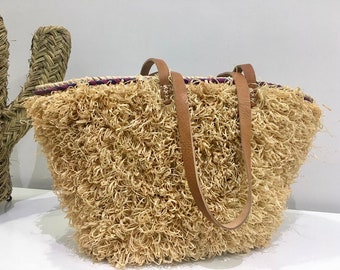 unique design straw beach bag | Boho Large tote bag | Bridesmaid beach bag with Leather straps entirely handmade | rattan bag