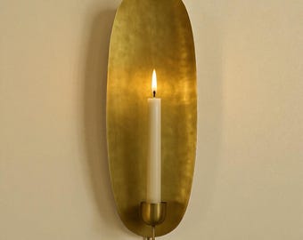 Brass Candle Wall Sconce | Handmade Oval Candle Holder | Moroccan Wall Decor | Modern Rustic Candlelight | Multiple Sizes