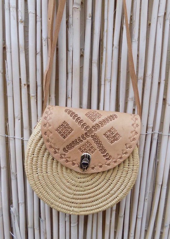 Raffia Bag Crossbody Bag Moroccan Raffia Handbag Small Round Shoulder Bag Boho Moroccan Handmade Etsy