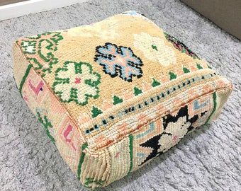 Kilim Floor Cushion Cover 24x24 | Moroccan Berber Pouf