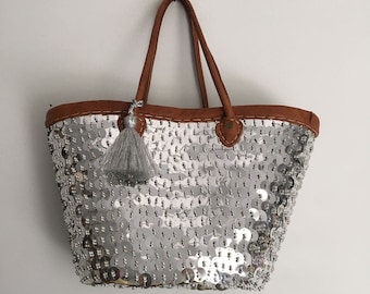 Panier en osier paillettes 100% fait main