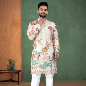 Men&#39;s Kurta Pyjama, Traditional Mens kurta, Bollywood Style Kurta, Men Party Wear Traditional Kurta, Printed Kurta for Men