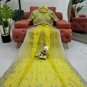 Wedding Saree with Heavy Sequin & Thread Embroidery | Reception Saree | Indian Bridal Wear | Designer Saree with Blouse