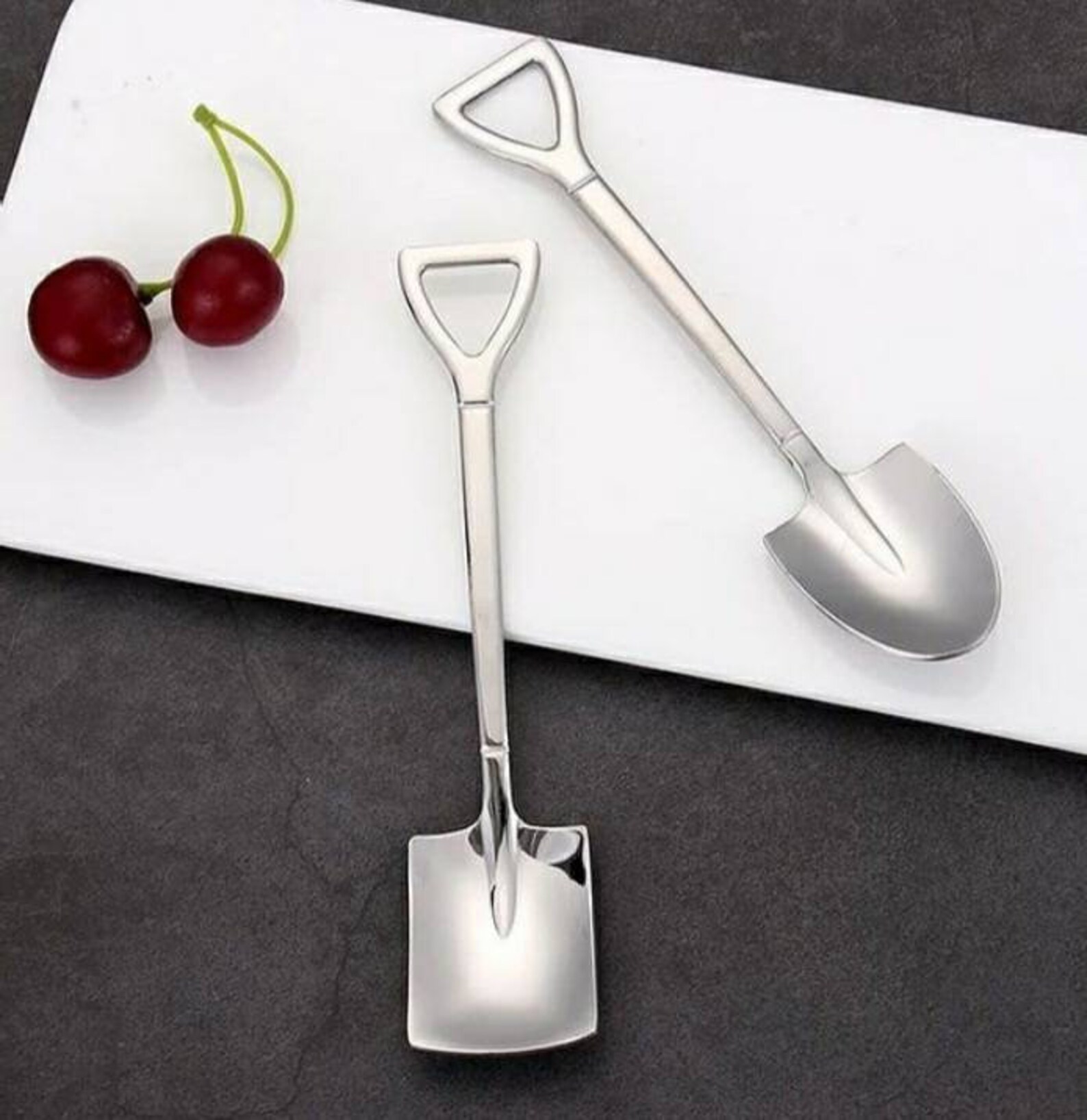 Spade & Shovel Shaped Stainless Steel Spoon Set Etsy