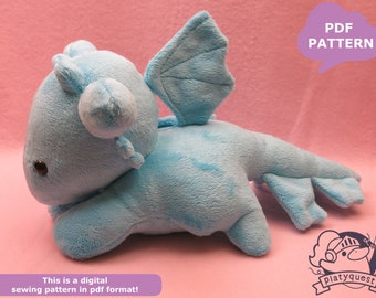 Chubby Laying Dragon- Toothless Pattern- DIY Chubby Dragon Sewing- Beanie Dragon Tutorial- Plush Sewing Pattern Tutorial