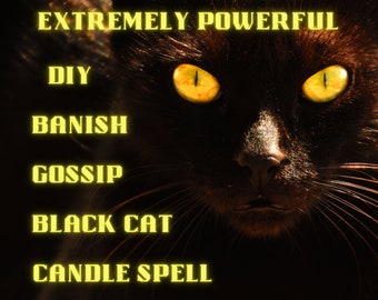 DIY Banish Gossip Black Cat Candle Spell, Powerful Banishing Ritual, Shut Up Candle Spell