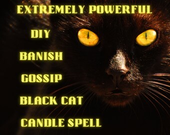 DIY Banish Gossip Black Cat Candle Spell, Powerful Banishing Ritual, Shut Up Candle Spell