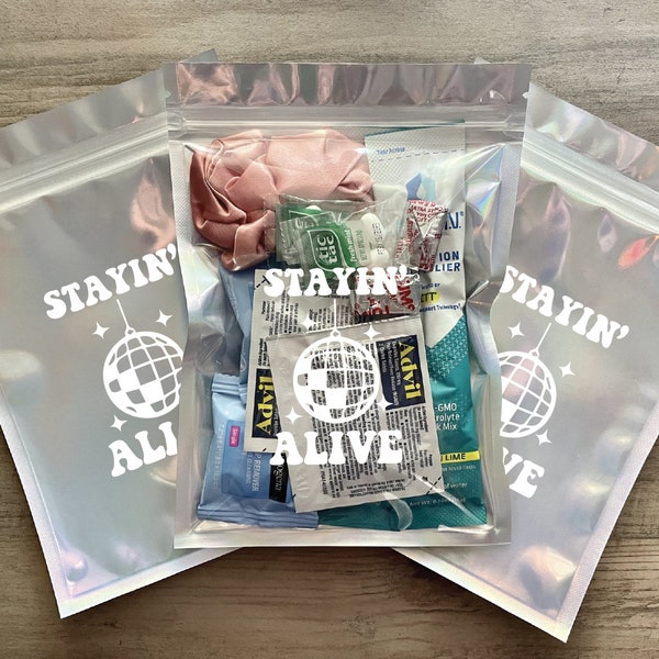 stayin' alive hangover recovery kit, bachelorette party, bachelorette gifts