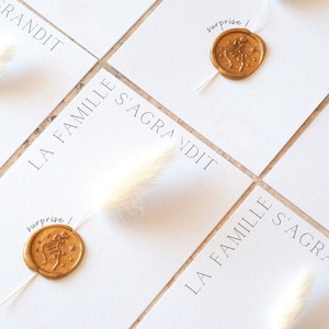 La famille s'agrandit - Annonce grossesse - Annonce grossesse papa - faire part - Carte fleurie - carte fleurs séchées & sceau de cire