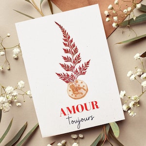 Carte fleurie - Amour toujours - carte fleurs séchées & sceau de cire - décoration murale - papèterie artisanale - mot d'amour