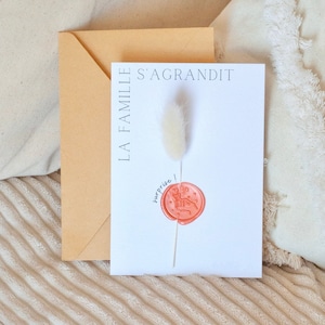 Annonce grossesse - La famille s'agrandit - papi et mamie - faire part - Carte fleurie - carte fleurs séchées