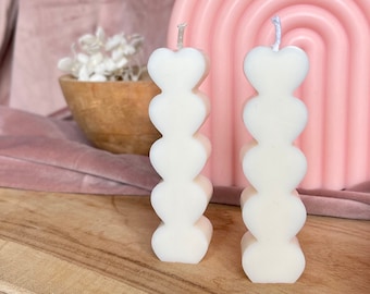 Hearts pillar candle | Minimalist candle | Aesthetic candle | Baby room decoration | Bohemian bedroom decor I Soy wax candles