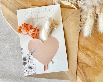 Carte fête des mères - Bonne fête maman - fête des mères - cadeau maman - carte fleurie orange