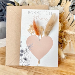 Carte fête des mères - Bonne fête maman - fête des mères - cadeau maman - carte fleurie terracotta