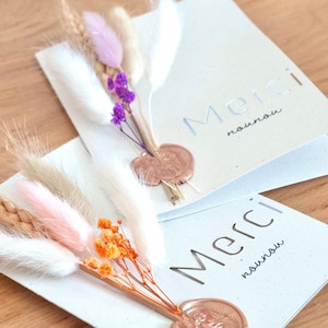 Carte MERCI  nounou - carte fleuri - fleurs séchées - cadeau fin d'année - cadeau maîtresse