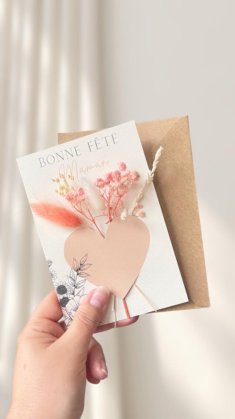 Mother's Day card - Happy Mother's Day - Mother's Day - Mom gift - Pink and white floral card image 1