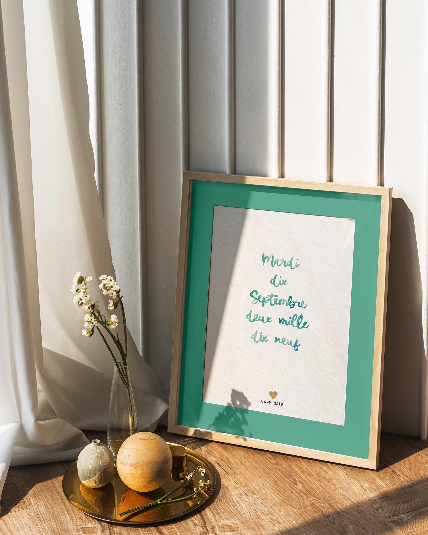 Affiche Date à Personnaliser L'aquarelle - Cadeau Naissance, Mariage, Décoration Saint-Valentin, Ren