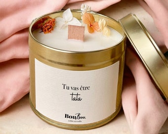 Bougie à message PERSONNALISÉ - Cadeau tata | Annonce grossesse tata et tonton | demande marraine | Cadeau de noël - Cire de soja parfumée