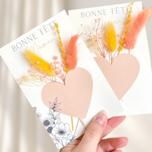 Carte fête des mères - Bonne fête maman - fête des mères - cadeau maman - carte fleurie corail et orange