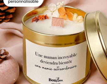 Bougie à message PERSONNALISÉ - Cadeau maman | Annonce Grossesse grands-parents | tu vas être mamie | cadeau mamie