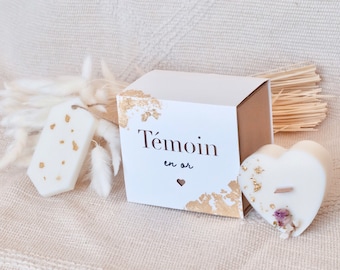 Cadeau témoin de mariage - Demande de témoin / Cadeau mariage / Cadeau EVJF / I Bougie Mèche bois  & Suspension parfumée parfum Figue