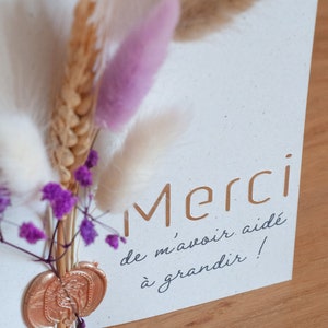 BEDANKT kaart juf/nanny/voor het helpen groeien - bloemenkaart - gedroogde bloemen - eindejaarscadeau - cadeau voor juf afbeelding 5