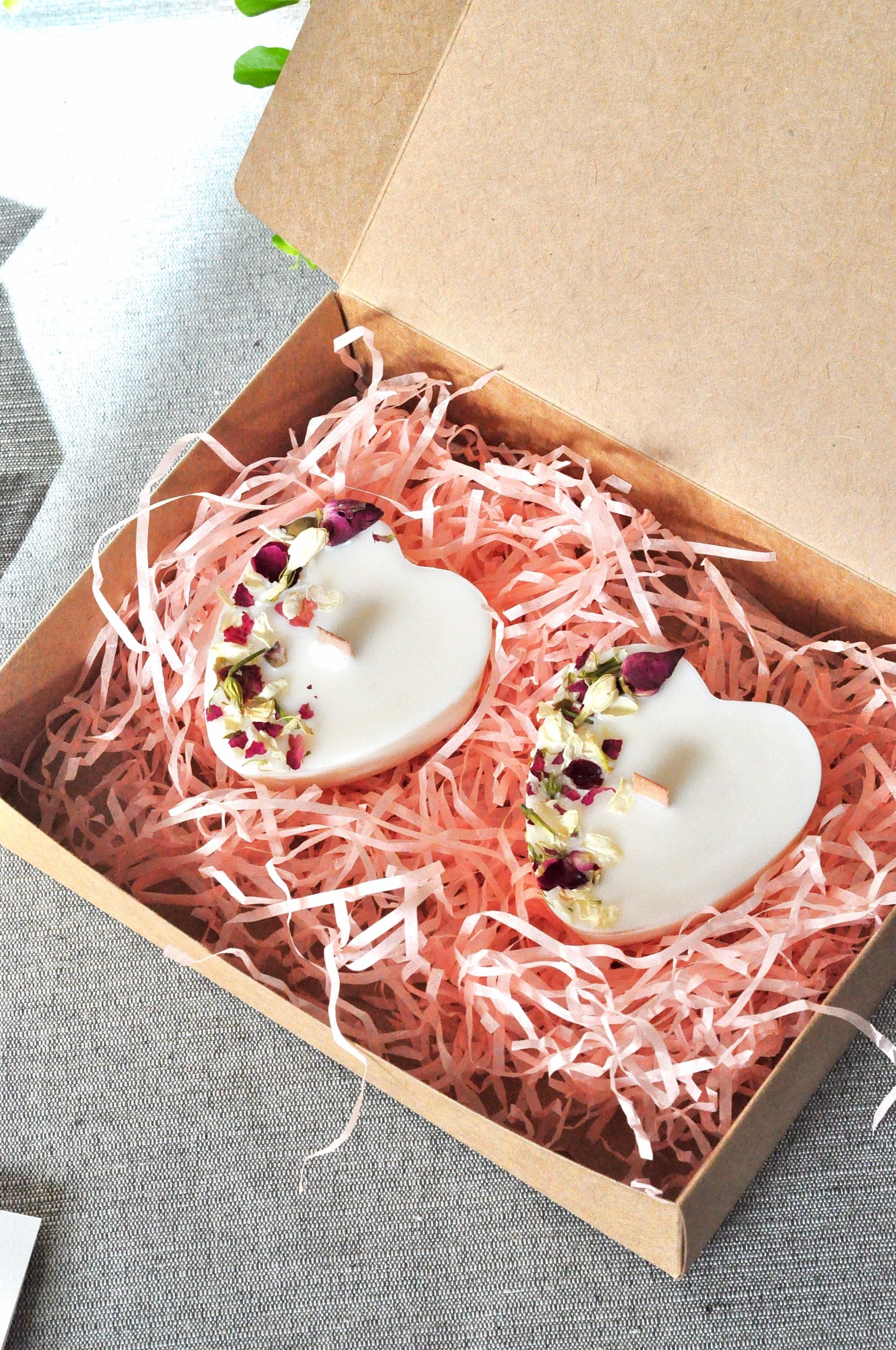 Bougie Coeur - Bougie Fleurie Idée Cadeau d'amour Cire de Soja