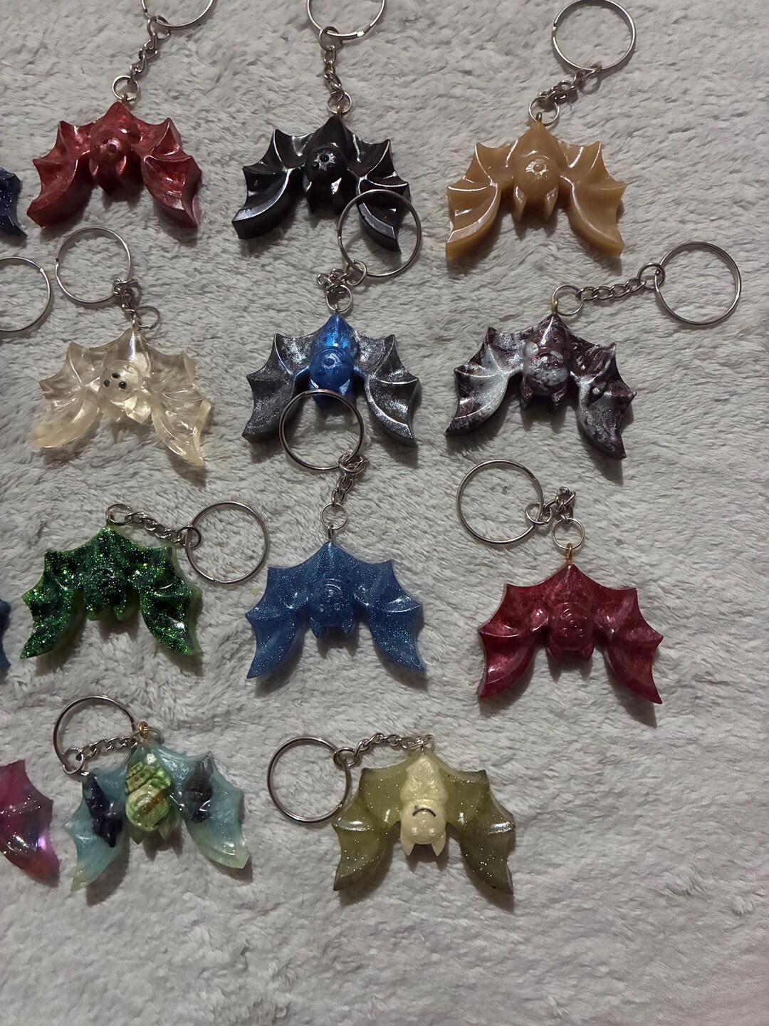 Powder Key Chain Mystery Resin Bat Keychain: Mica Powder Accent - Etsy