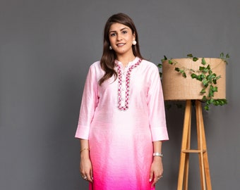 Ombre mujer india usar Salwar Kameez pantalones trajes diseñador pakistaní boda usar seda bordado trabajo pesado