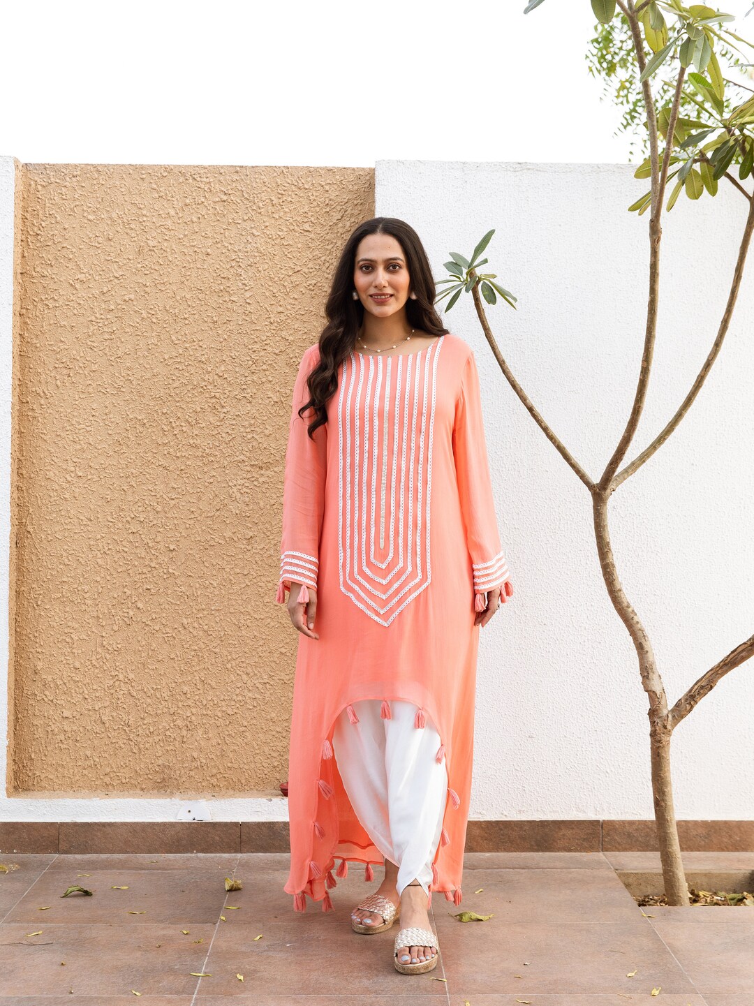 Peach Lime Green Indian Woman Wear Suits Designer Pakistani Wedding Wear Shantoon