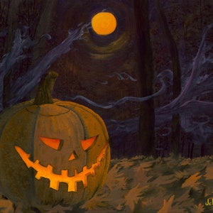 Happy Halloween Oil Painting 14”x11” Open Edition Signed Print (White Border)