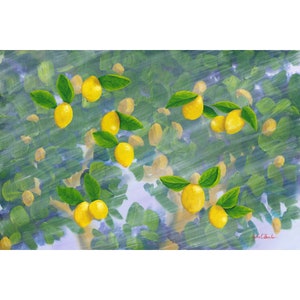 Florida Lemon Tree Oil Painting 14”x11” Limited Edition Signed Print (White Border)
