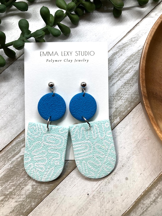 Clay Earrings POLYMER CLAY Handmade Abstract Earrings