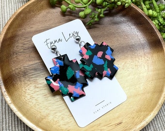 Clay Earrings / POLYMER CLAY Earrings / Aztec Resin Clay Earrings / handmade / lightweight / statement earrings / gifts for her / sale