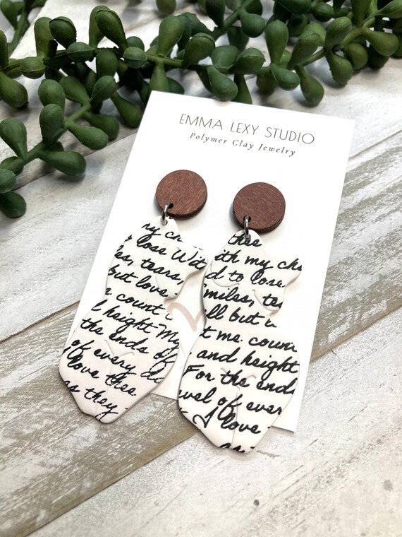 Clay Earrings POLYMER CLAY Earrings Word Print Woman Body