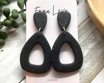 Clay Earrings / POLYMER CLAY earrings / handmade / lightweight / black statement earrings / gifts / minimalist / unique earrings / sale