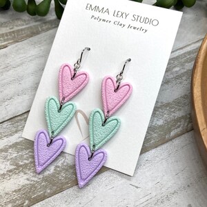 Clay Earrings / POLYMER CLAY / heart Earrings / textured earrings / handmade / lightweight / statement earrings / gifts for her / sale