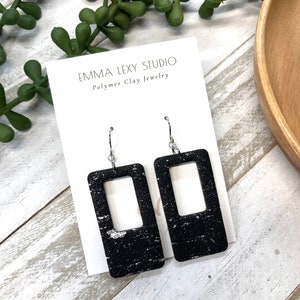 Clay Earrings / POLYMER CLAY earrings / handmade / lightweight / statement earrings / gifts for her / black / boho earrings / sale
