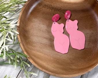 Clay Earrings / POLYMER CLAY Earrings / Pink Woman Body Earrings / handmade / lightweight / statement earrings / gifts for her / sale