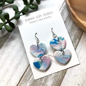 Clay Earrings / POLYMER CLAY / heart Earrings / multicolor heart / handmade / lightweight / statement earrings / gifts for her / sale
