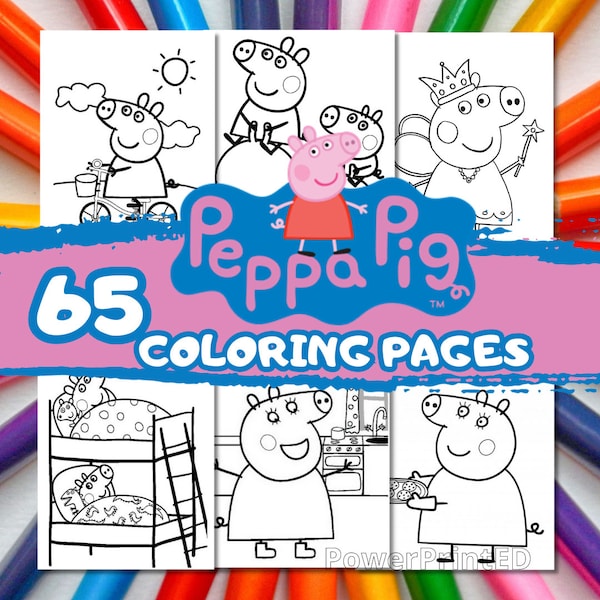 65 PEPPA BIG kleurplaten / afdrukbare kleurpagina's / kleurpagina's voor kinderen / A4-formaat voor de creativiteit van kinderen / kleurplaten voor kinderen