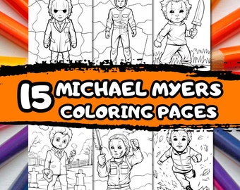 15 pages à colorier MICHAEL MYERS/ Coloriage halloween/Coloriage Michael/Coloriage sur film/Coloriage à imprimer/Feuilles à colorier à télécharger/Anniversaire