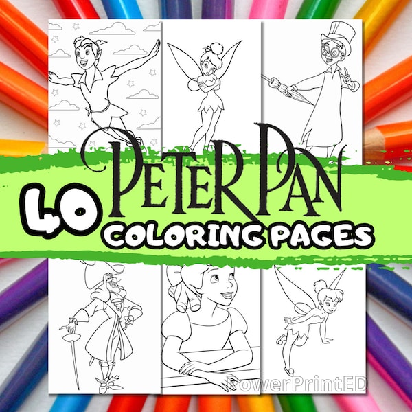 40 PETER PAN coloring pages/ coloring book for kid / printable coloring pages / coloring pages for adult / cartoon coloring book for kids