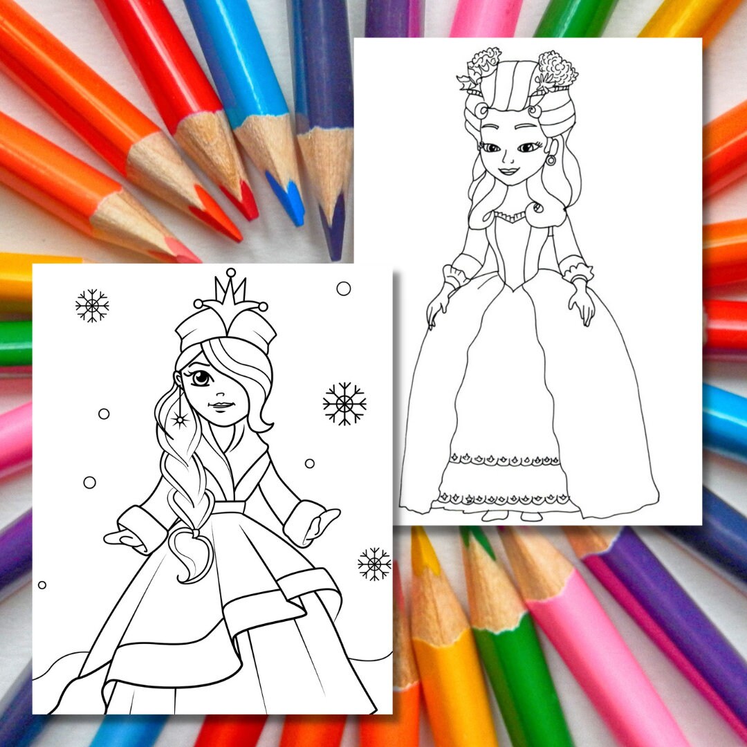 40 PRINCESS Coloring Pages /40 Princess Printable Coloring Sheets for