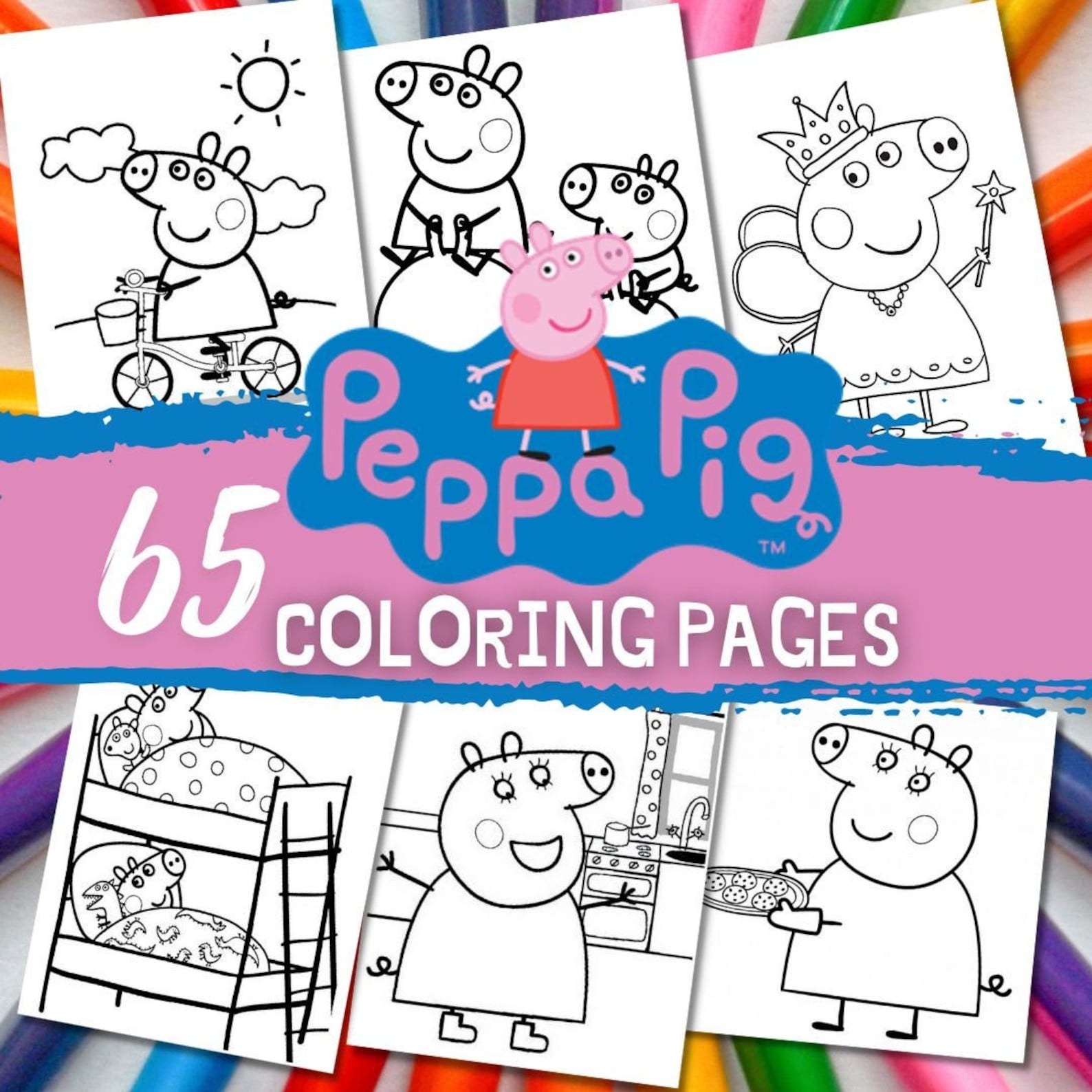 65 PEPPA BIG Coloring Pages / Printable Coloring Pages / - Etsy