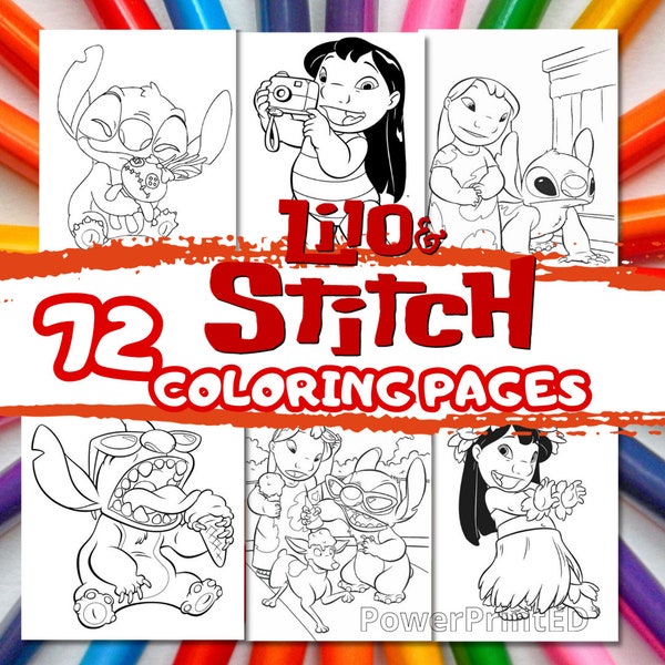 72 LILO & STITCH coloring pages / printable coloring pages for kid / cartoon coloring book for kids / printable coloring pages