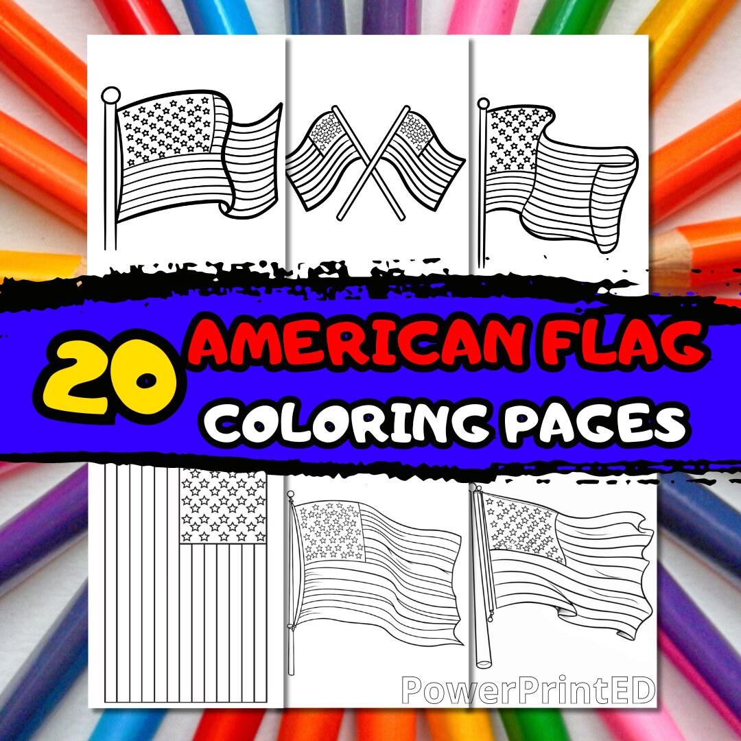 20 AMERICAN FLAG Coloring Pages/ Usa Coloring Pages/ Kid Coloring Pages/ Coloring Pages for Kids ...