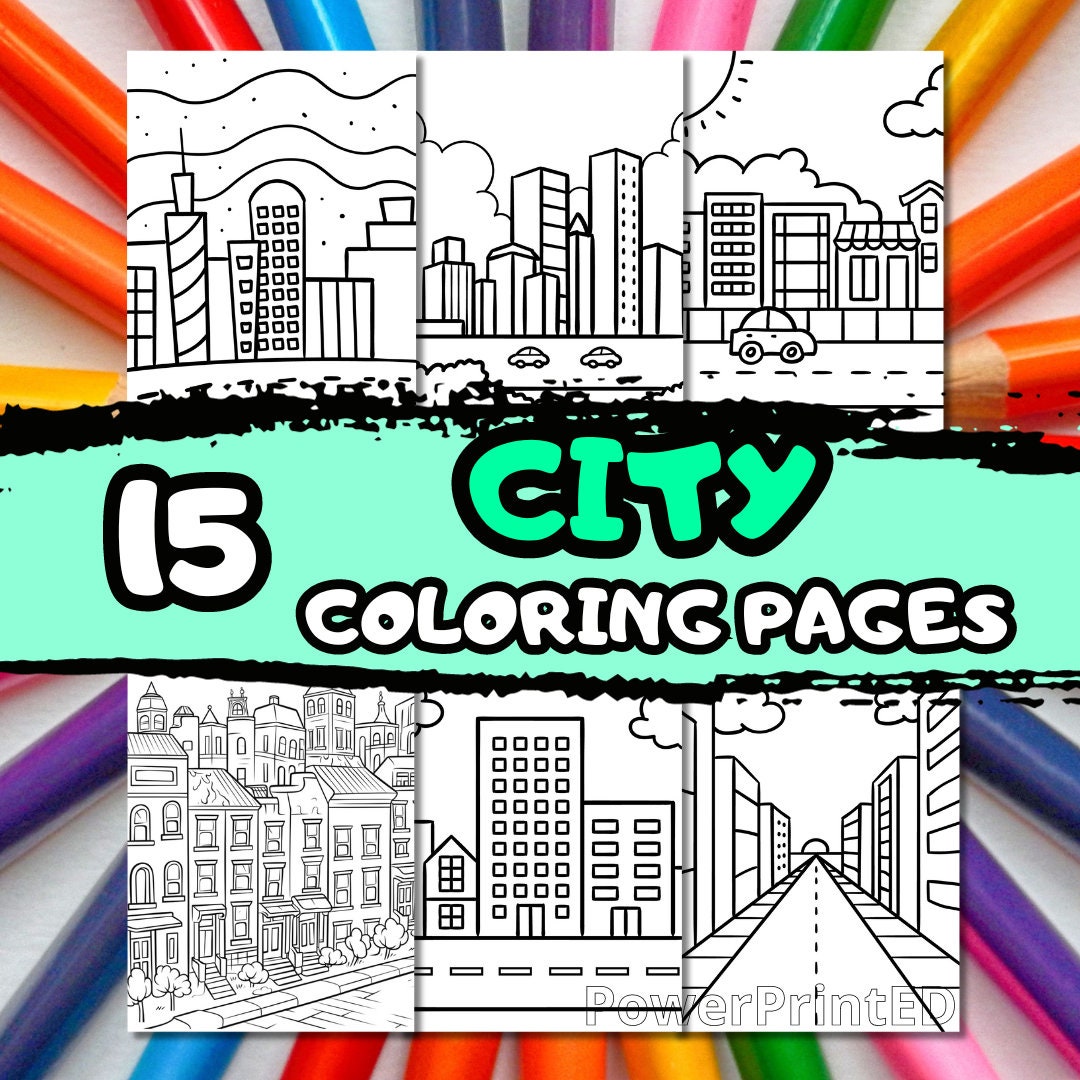 15 CITY Coloring Pages/ Kid Coloring Pages/ Printable Coloring Pages ...