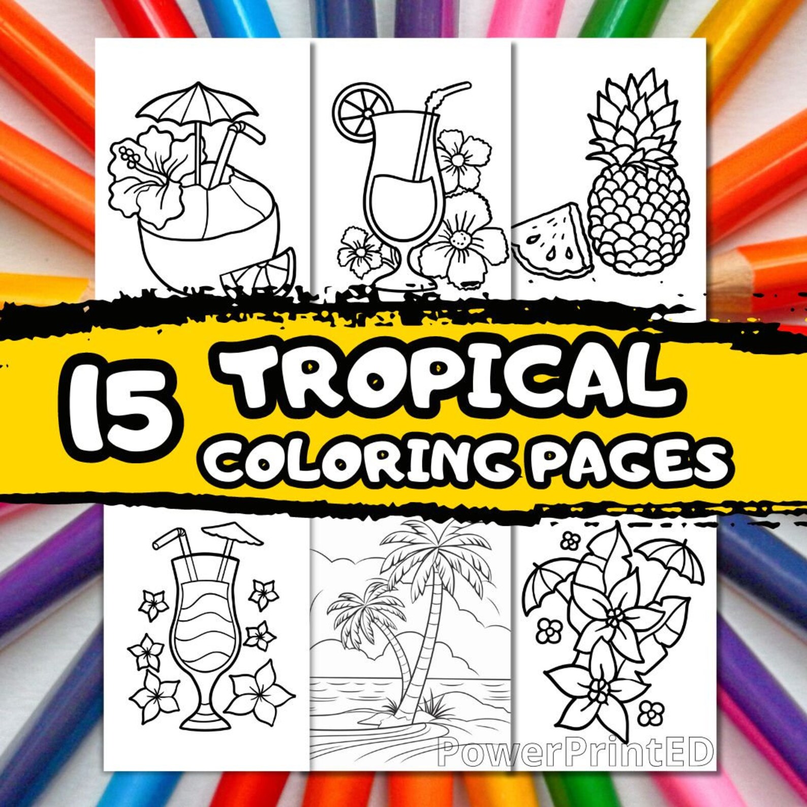 15 TROPICAL Coloring Pages / Printable Coloring Pages for Kid ...